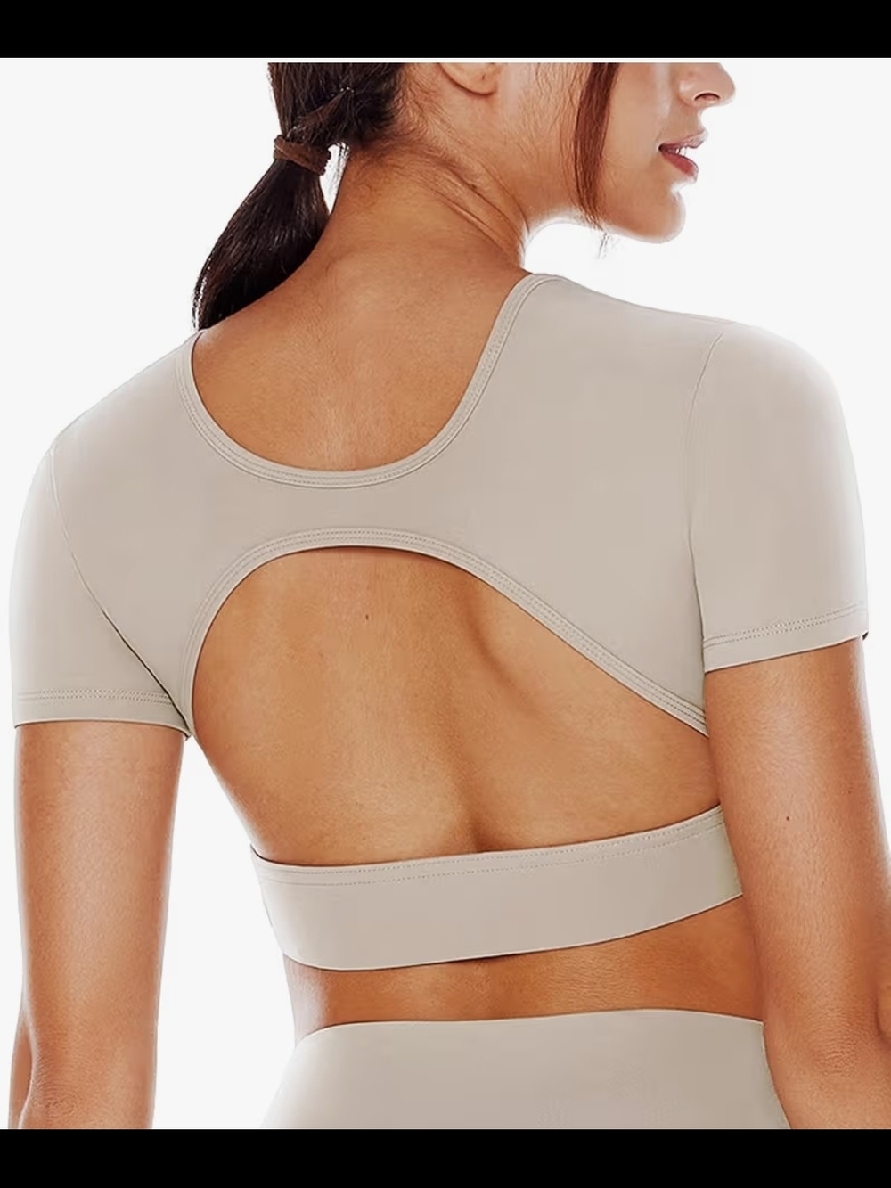Open-Back Short Sleeve Sports Bra Top